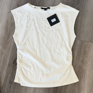 Marc New York Ivory Embellished Muscle Tee
